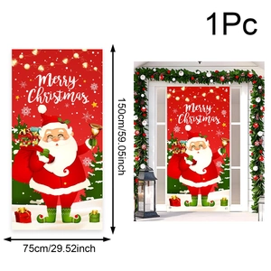 Detailed view of Merry Christmas outdoor door banner with 150cm by 75cm dimensions