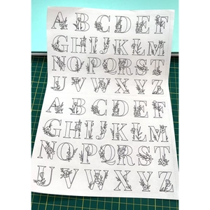 Bohemian floral alphabet water soluble embroidery stabilizer for DIY hand sewing projects