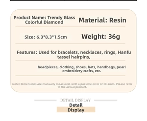 Specifications of colorful resin rhinestones for DIY crafts and nail art decoration