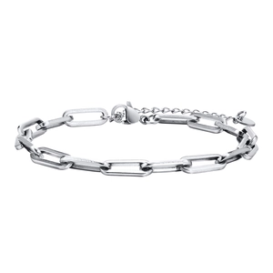 Minimalist rectangular link chain bracelet in 18K gold stainless steel with lobster clasp