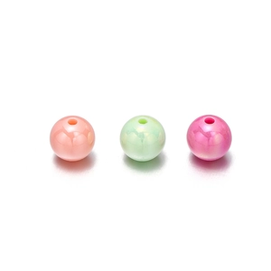 Polished acrylic round beads in orange, green, and pink for DIY jewelry making and phone chains