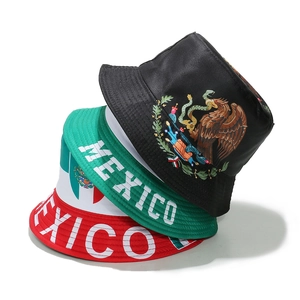 Chapeaux bob Mexique avec emblème d'aigle et texte MEXICO en couleurs assorties