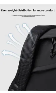 Detail of S-shaped ergonomic shoulder straps with breathable mesh and memory foam padding