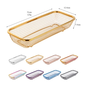Titanium-plated stainless steel rectangular basket for cutlery drainage and storage
