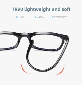 Flexible black TR90 eyewear frame demonstration showing high elasticity and durability