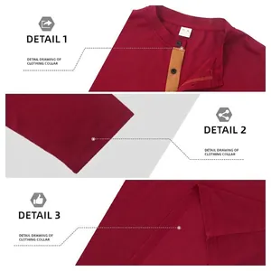 Burgundy men's long sleeve polo sweatshirt with contrast color collar details