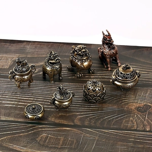 Mini Antik Messing Räuchergefäß Lotus Fabelwesen Figur Vintage Bronze Schreibtisch Ornament Haus Deko Zen Dekoration