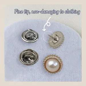 Faux pearl anti-exposure brooches with fine pins for seamless shirt and dress styling