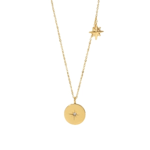 18K gold plated stainless steel necklace with star pendant and small zircon stone