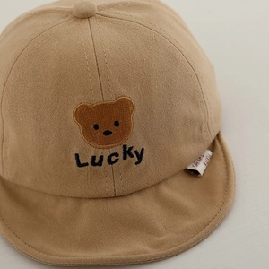 Maillard baby baseball cap with lucky bear embroidery and soft peak visor in camel
