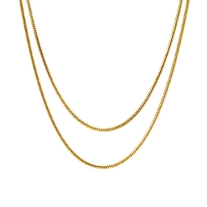Zweilagige 18K vergoldete Schlangenknochenkette im minimalistischen polierten Stil