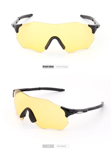 Detail view showing front and side profile of yellow lens sports cycling sunglasses