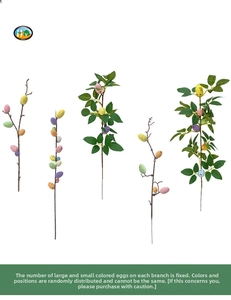 Detailed view of colorful artificial Easter egg floral stems for indoor home decoration