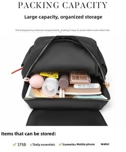 Detail view of large capacity backpack interior showing organized storage for tablets
