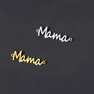 Polished silver and gold Mama letter pendants made of stainless steel for jewelry making