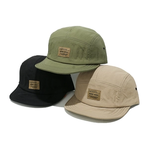 Short brim camper hats in olive, black, and khaki with waterproof nylon fabric