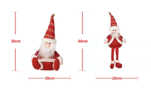Detailed size guide of Christmas gnomes with dimensions 38cm and 60cm in knitted fabric
