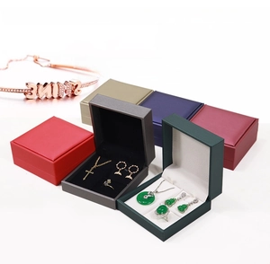 Variety of premium brushed faux leather jewelry boxes for rings necklaces and earrings