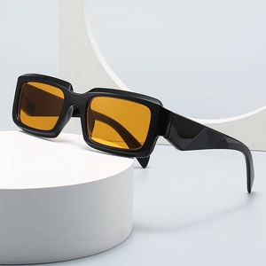 Retro Rechteckige Sonnenbrille Kunststoffrahmen PC Gläser UV400 Schutz Streetwear Geometrische Bügel Trendige Brillen