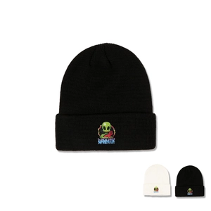 Bonnet En Tricot Acrylique Chaud Hiver Broderie Extraterrestre Mode Décontracté Pour Hommes Femmes