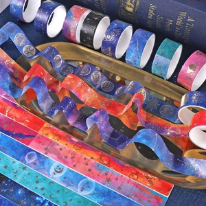 Starry sky themed gold foil washi tape set for DIY decorative journaling and scrapbooking