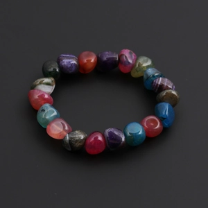 Macro view of multi-colored irregular cracked agate beads with natural stone textures