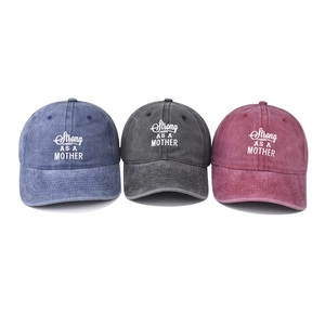 Lot de 3 casquettes de baseball en coton délavé avec broderie Strong AS A MOTHER assorties