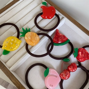 Frucht Form Haargummis Harz Kunststoff Mit Strass Süßer Stil Elastische Pferdeschwanzhalter Für Mädchen Damen