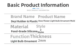 Technische details voor 2mm food-grade siliconen mallen voor roos-lamp decoraties