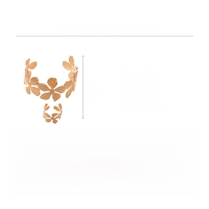 Detail of rose gold iron floral cutout cuff bracelet set with 6cm diameter dimensions