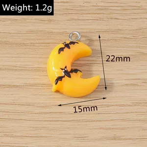 Detail view showing dimensions of cartoon Halloween pumpkin ghost alloy pendant