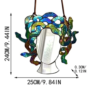 Medusa stained glass suncatcher mirror wall hanging decor with 24x25cm dimensions