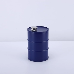 Blue mini fuel barrel style 304 stainless steel flask with silver screw cap detail