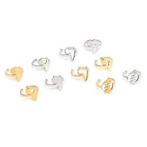 Adjustable hollow Africa map rings in gold and silver finish for women party gift