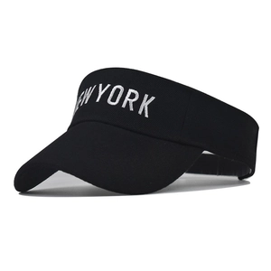 Cotton Sun Visor Hat Women New York Embroidery Adjustable Wide Brim Empty Top Sport Beach Travel Summer Casual