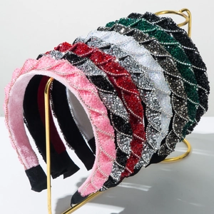 Cerchietto Imbottito di Lusso in Lega con Strass per Donne Vintage Scintillante Cristallo Cerchietto Largo Elegante Matrimonio Festa Moda Accessori per Capelli
