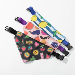 Three-piece adjustable pet bandanas with stylish fruit and street style patterns