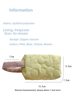 Specifiche dettagliate sulle dimensioni di una pochette trapuntata in poliestere con manico