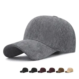 Herringbone Pattern Baseball Cap Polyester Retro Adjustable Solid Color Sun Hat For Men Women Casual Winter Warm