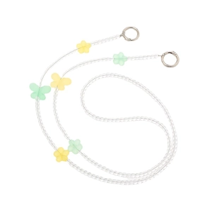Colorful floral bear chain strap with yellow and green flower charms and silver metal clips