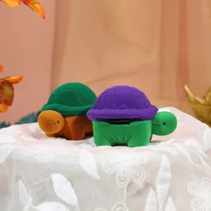 Cute turtle shaped velvet jewelry boxes in purple and green for rings and earrings