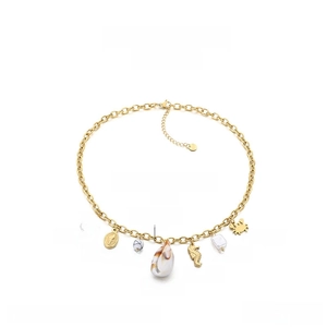 Detailed size specifications of golden stainless steel necklace with ocean animal pendants