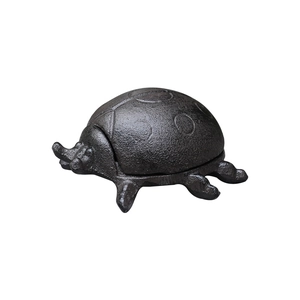Vintage cast iron ladybug key box decorative storage container for home and garden