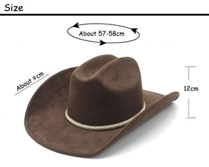Detail view of dark brown wool fedora hat with 9cm brim and 57-58cm head circumference