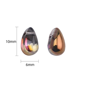 Iridescent 6x9mm teardrop glass crystal beads with rainbow finish for DIY jewelry