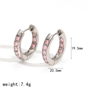 Dimensioni dettagliate dei cerchi in argento con zirconi rosa e altezza di 19,5 mm
