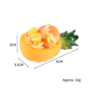 Modello di riso fritto all'ananas artificiale con gamberetti per bambini, 6x3,5x3 cm