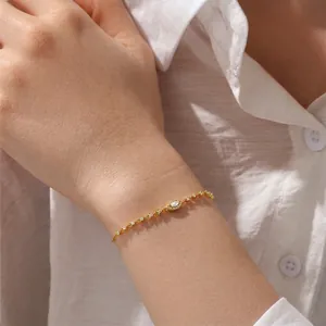 Elegant S925 sterling silver eye bracelet with marquise-cut zircon in gold finish