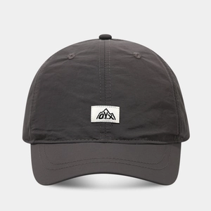 Quick-dry baseball cap in charcoal grey with OYX mountain logo and adjustable visor