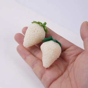 Handheld realistic white strawberry PVC models for decor and photography props